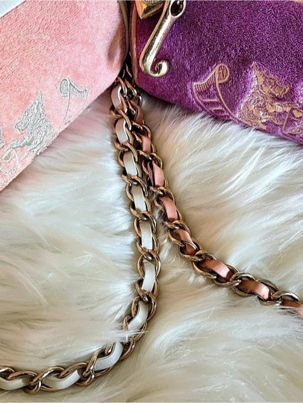 Juicy Couture Terry Cloth Barrel Bag Pink & Purple Set